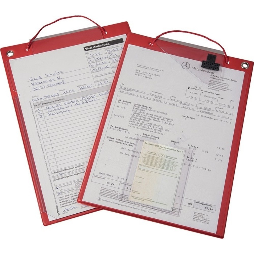 Produktabbildung Nr. 1: EICHNER Auftragstasche, DIN A4, mit Klettverschluss u.2 Fächer, VE = 10 Stück, rot