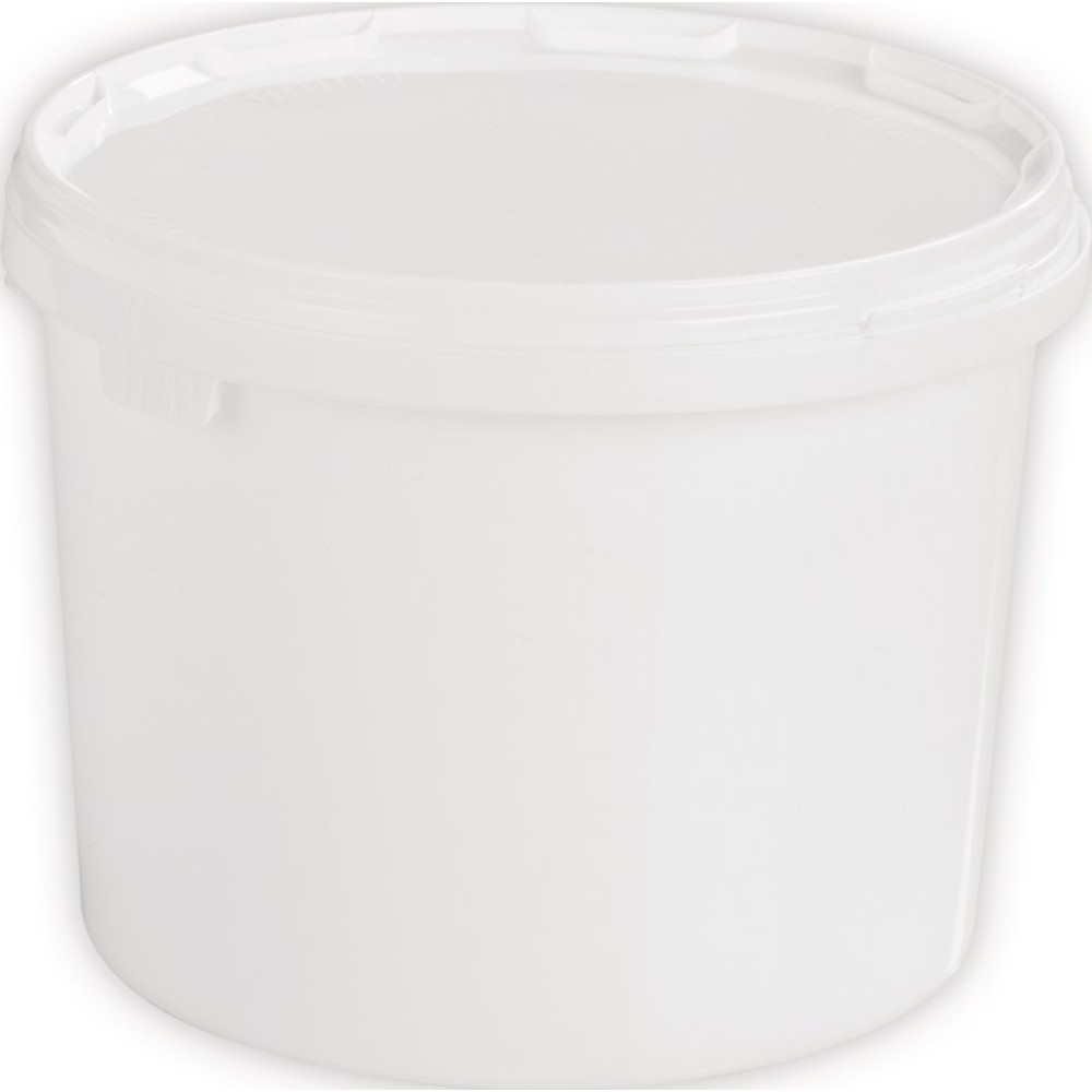 Produktabbildung: Eimer, mit Bügelgriff und Stülpdeckel, 3 l PP weiß, Ø 157 mm Höhe 162 mm