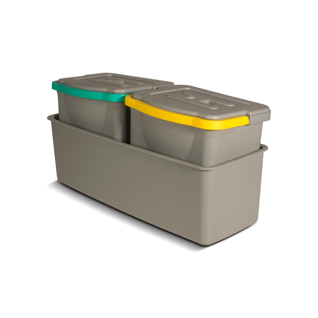 Produktabbildung: Eimer-Set inkl. Wanne für Reinigungswagen COMBIX, XL und PRO, grün/gelb, 2x 6 Liter