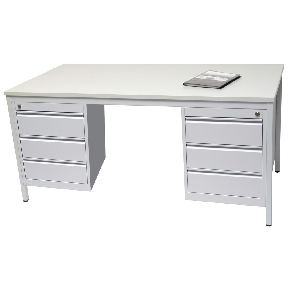Produktabbildung: Einrichtungs-Set, Schreibtisch LxB 1.800 x 1.000 mm inkl. 2x Unterbauschrank, lichtgrau
