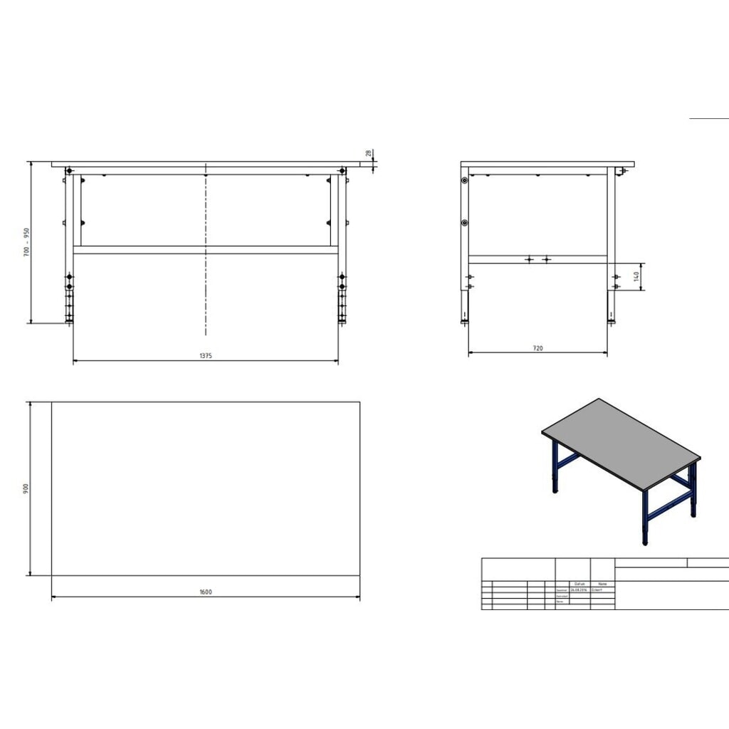 DAHMEN Manuell höhenverstellbarer Packtisch Classic, einseitig, HxBxT 700-950 x 1.600 x 900 mm Produktabbildung Nr. 3: DAHMEN Manuell höhenverstellbarer Packtisch Classic, einseitig, HxBxT 700-950 x 1.600 x 900 mm
