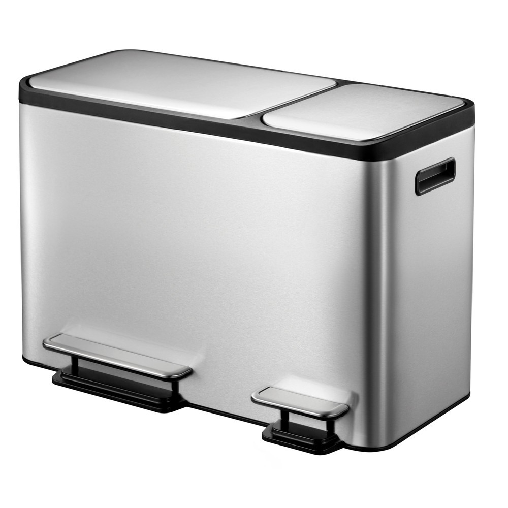 Produktabbildung: EKO Tret-Abfallbehälter Ecocasa, 1x24 + 1x12 Liter, Edelstahl mattiert