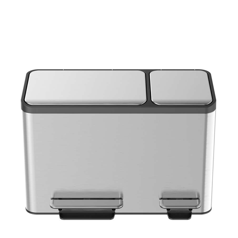 Produktabbildung Nr. 3: EKO Tret-Abfallbehälter Ecocasa, 1x24 + 1x12 Liter, Edelstahl mattiert