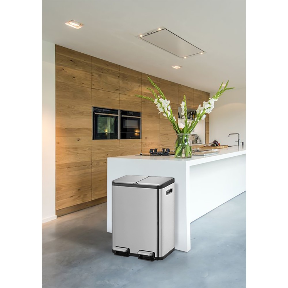 Produktabbildung Nr. 3: EKO Tret-Abfallbehälter Ecocasa, 2x30 Liter, Edelstahl mattiert