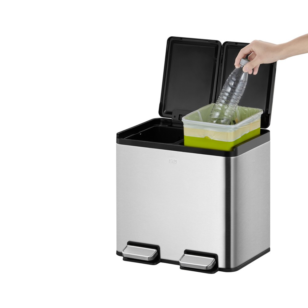 Produktabbildung Nr. 7: EKO Tret-Abfallbehälter Essential Split, 2x10 Liter, Edelstahl mattiert