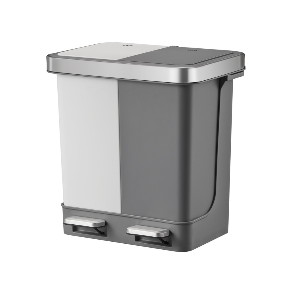 Produktabbildung: EKO Tret-Abfallbehälter Hana Duo, 2x10 Liter, weiß, grau