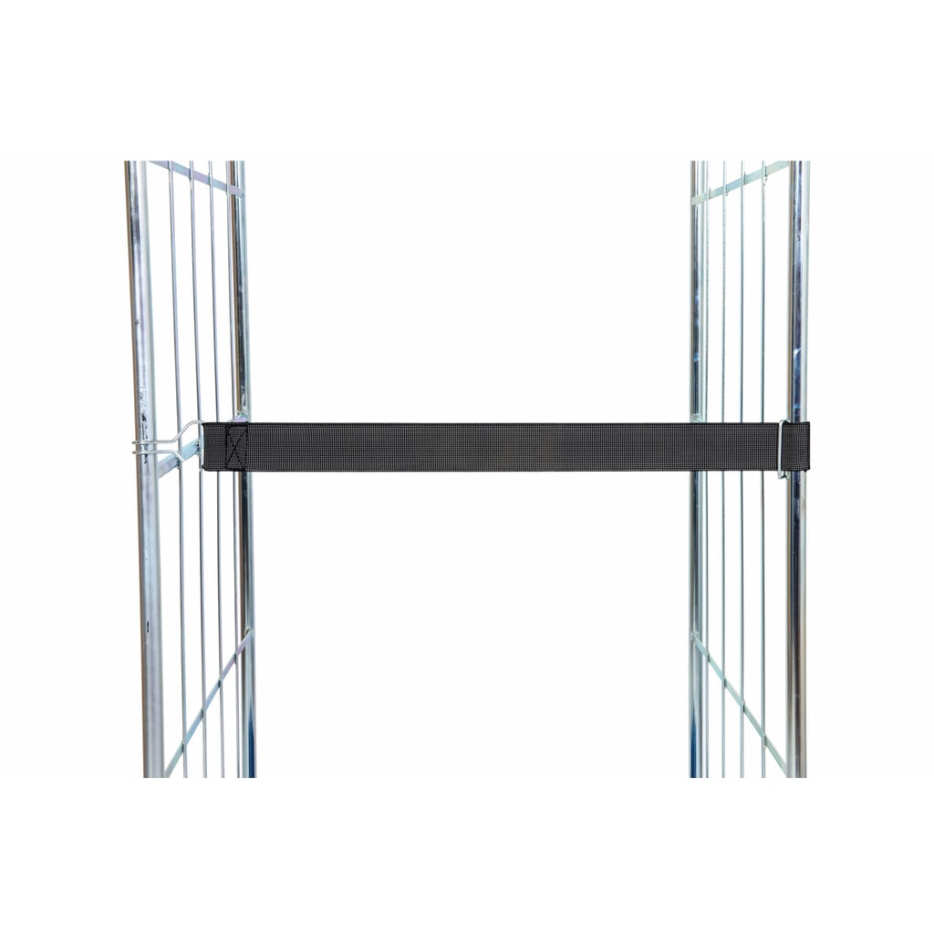 Elastikspannband für rolltainer® Rollbehälter, schwarz, Blind Logo, 1 Drahthaken, 1 Drahtöse Produktabbildung: Elastikspannband für rolltainer® Rollbehälter, schwarz, Blind Logo, 1 Drahthaken, 1 Drahtöse