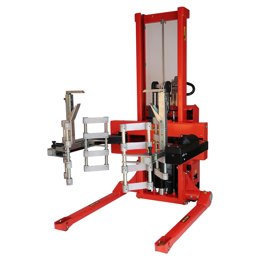 Logitrans Elektro-Multifasskipper, schwenkbar, einstellbare Greifarme Produktabbildung: Logitrans Elektro-Multifasskipper, schwenkbar, einstellbare Greifarme