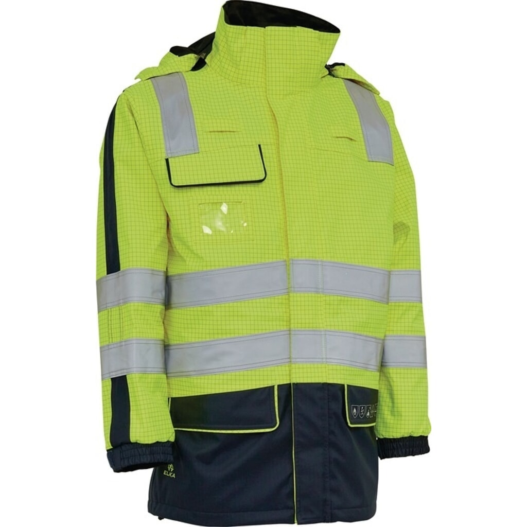 Produktabbildung: ELKA RAINWEAR Multinorm-Warnschutzjacke SECURETECH, Größe L, gelb/marineblau