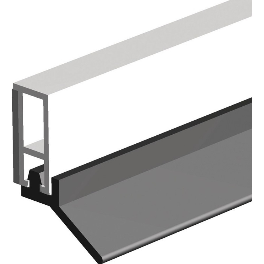 Produktabbildung: ELLEN Abdichtungsschiene PTS-UL-ZK, Kunststoff blank weiß, Länge 2100 mm Breite 6 mm selbstklebend, große weich PVC-Lippe