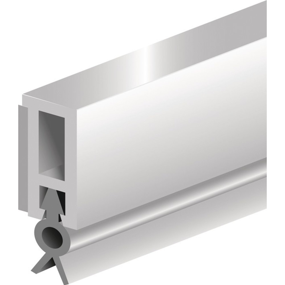 Produktabbildung: ELLEN Abdichtungsschiene PTS-ZK, blank weiß, Länge 2100 mm Breite 6 mm, mit weich PVC-Lippe