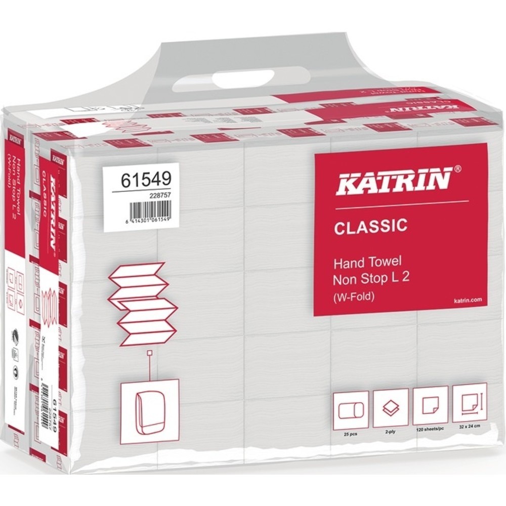 Produktabbildung: ELOS Falthandtuch Katrin Classic L 2, 2-lagig weiß, L240 mm xB320ca.mm