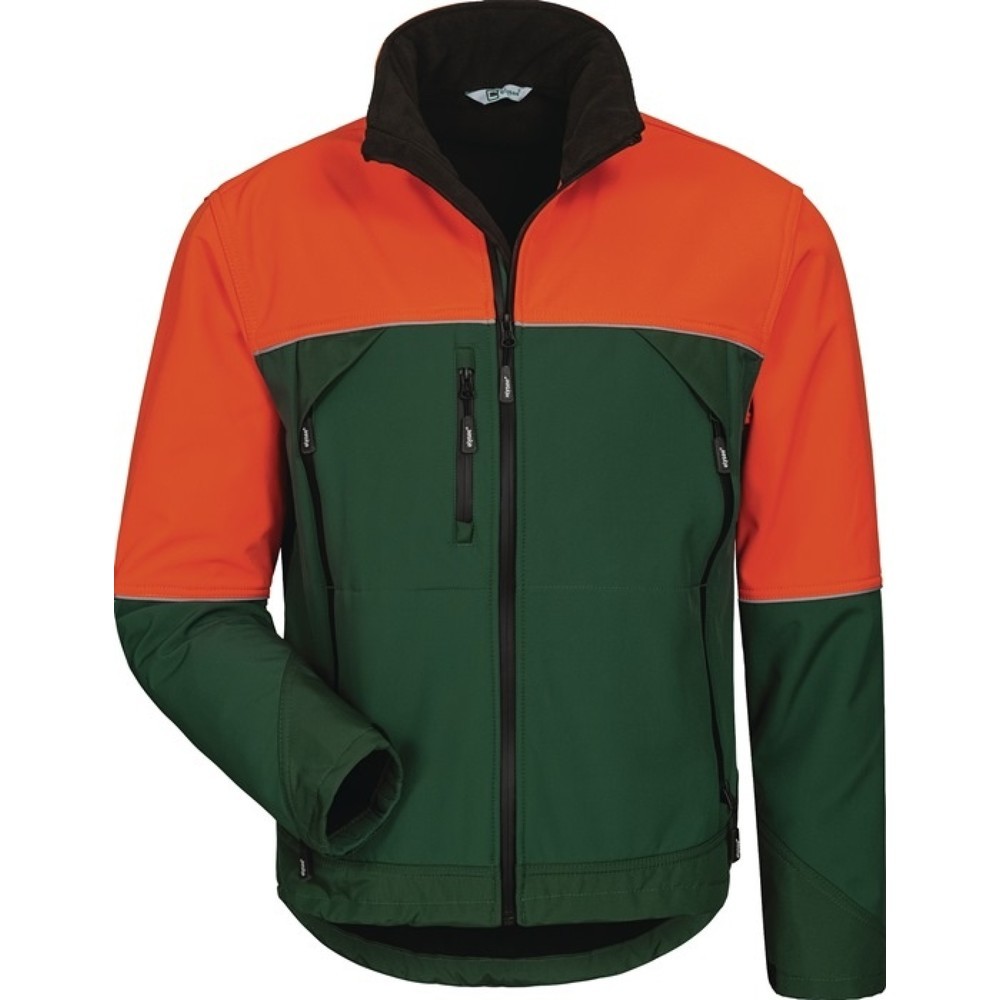Produktabbildung: ELYSEE Waldarbeiter-Softshelljacke SANDDORN, grün/orange, Größe L