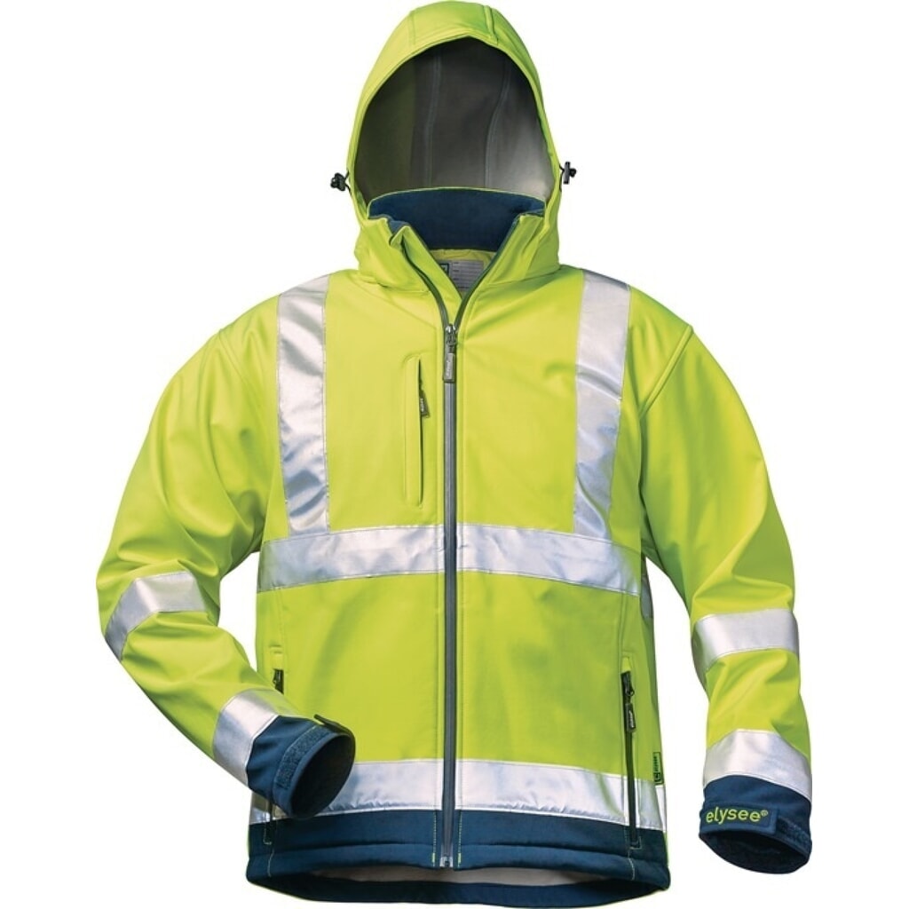 Produktabbildung: elysee® Warnschutz-Softshelljacke LIAM, Größe L, fluoreszierend gelb/marine