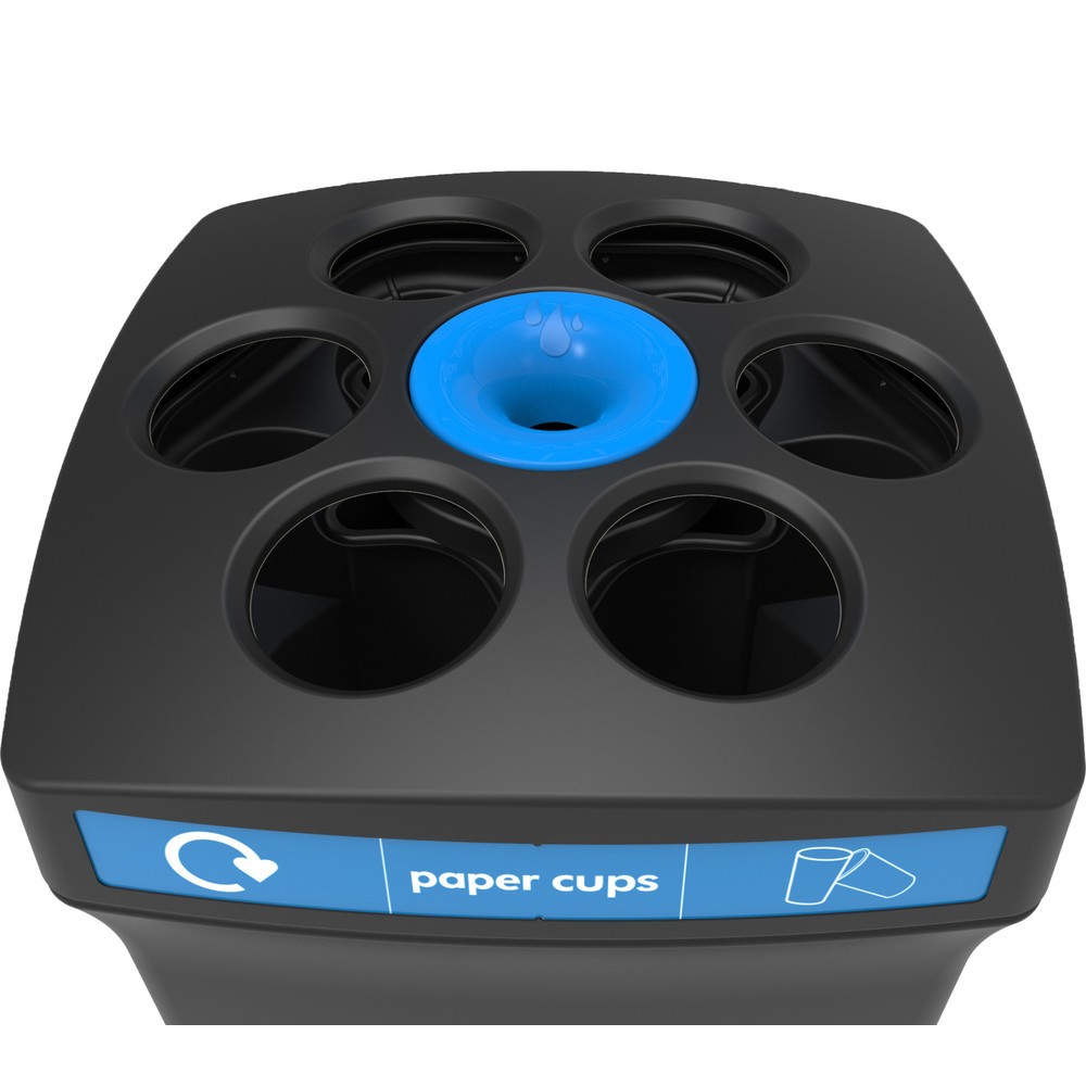 Produktabbildung Nr. 2: ENVIROBIN Bechersammler Envirocup XL, mit integriertem Reservoir, schwarz/ blau, Aufschrift "paper cups"