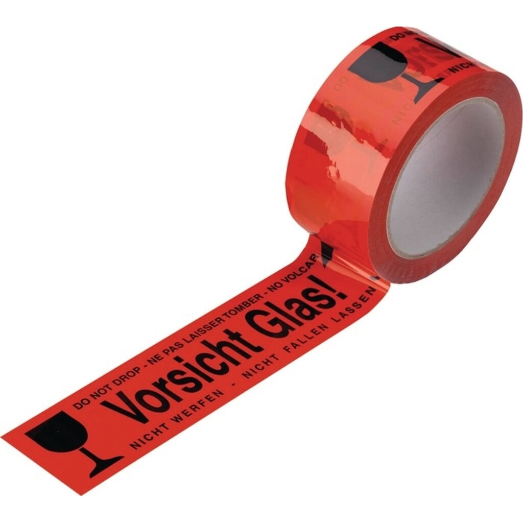 ENVIROPACK Warnklebeband PVC, Länge 66 m, Breite 48 mm, Vorsicht Glas, Rolle, rot Produktabbildung: ENVIROPACK Warnklebeband PVC, Länge 66 m, Breite 48 mm, Vorsicht Glas, Rolle, rot