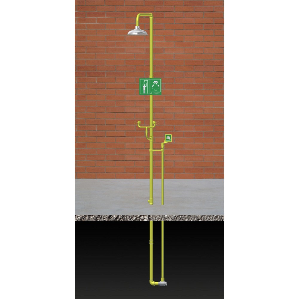 Produktabbildung: Erbstößer® Körper- /Augendusche, DIN EN 15154-5, Standmodell, Edelstahl-Duschkopf/Wasserverteiler, frostsicher