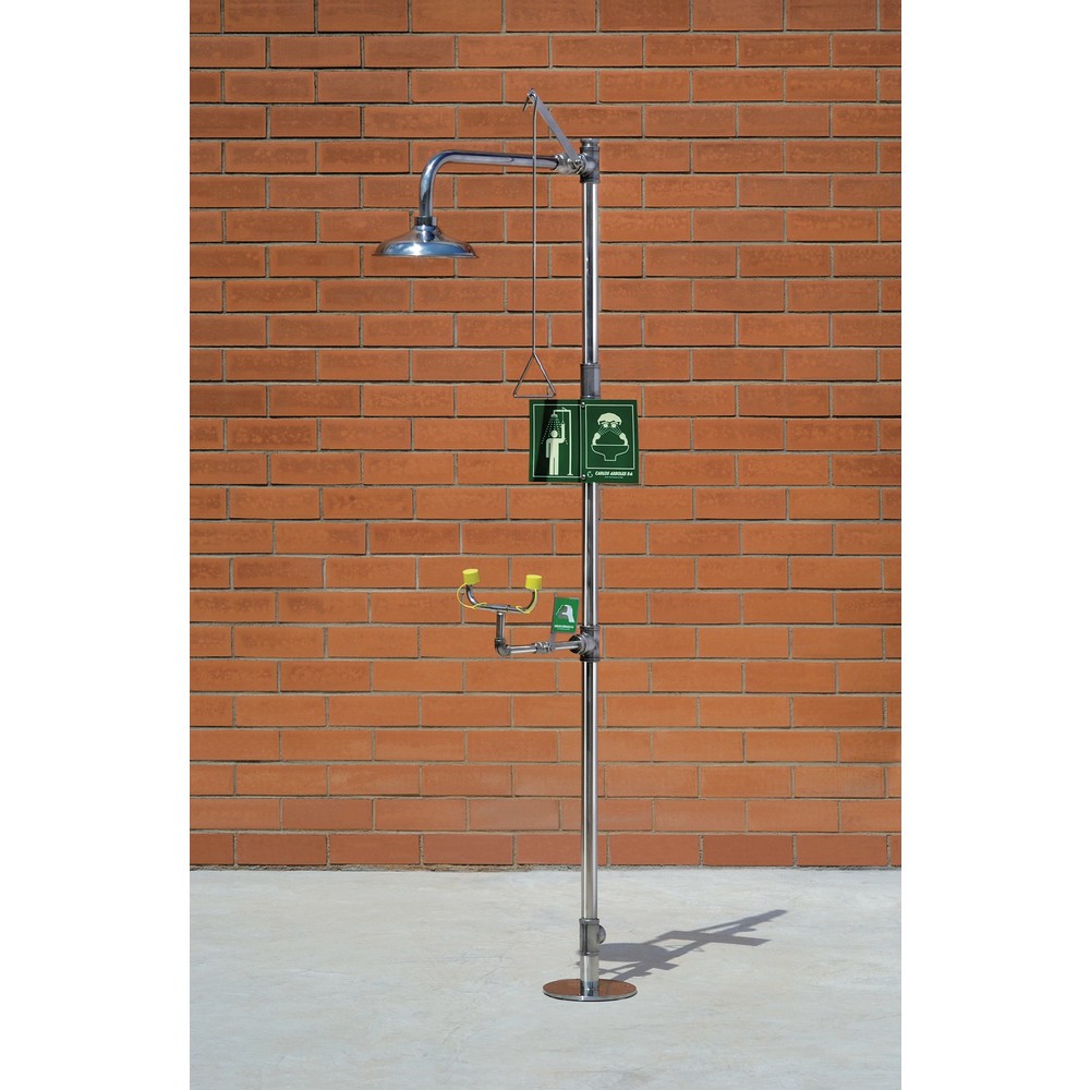 Produktabbildung: Erbstößer® Körper-/Augendusche-Kombination, DIN EN 15154-1/-2/-5, Standmodell, komplett Edelstahl