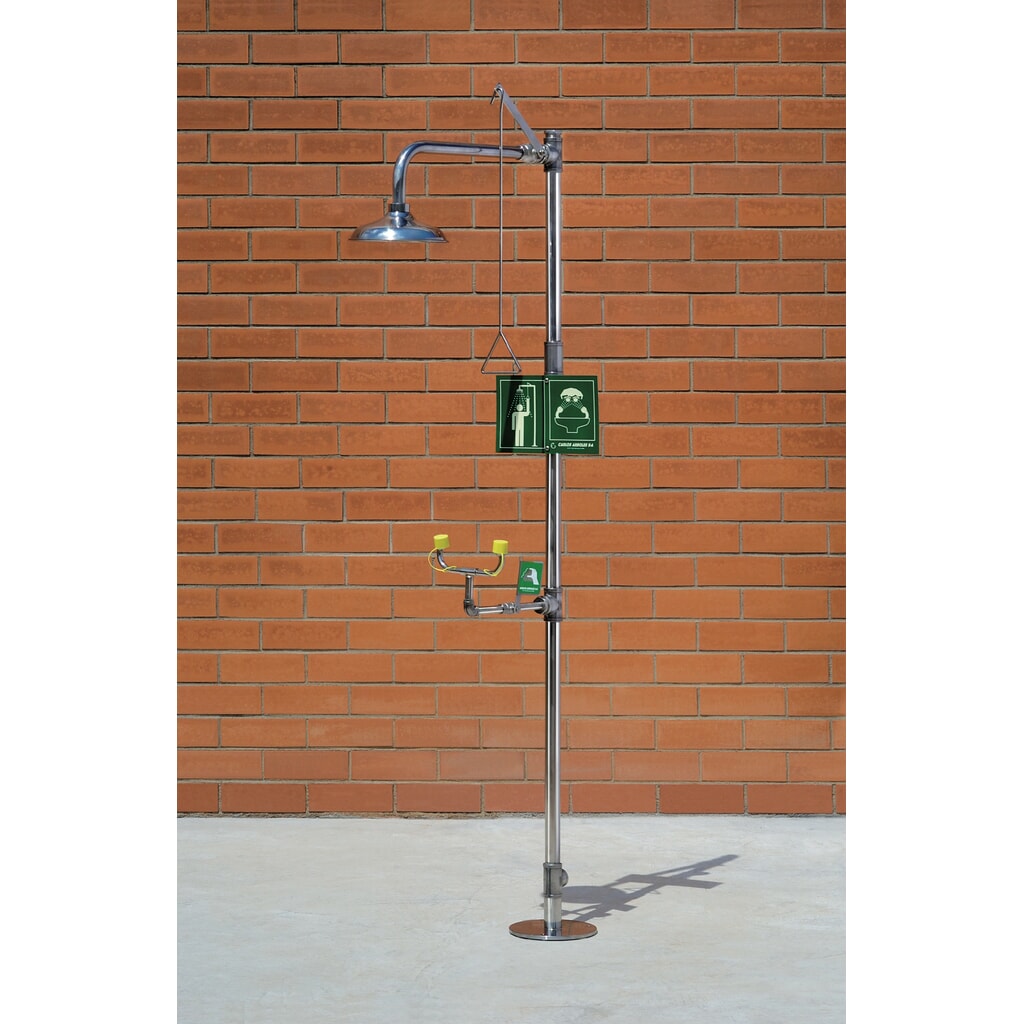 Produktabbildung: Erbstößer® Körper-/Augendusche-Kombination, DIN EN 15154-1/-2/-5, Standmodell, komplett Edelstahl