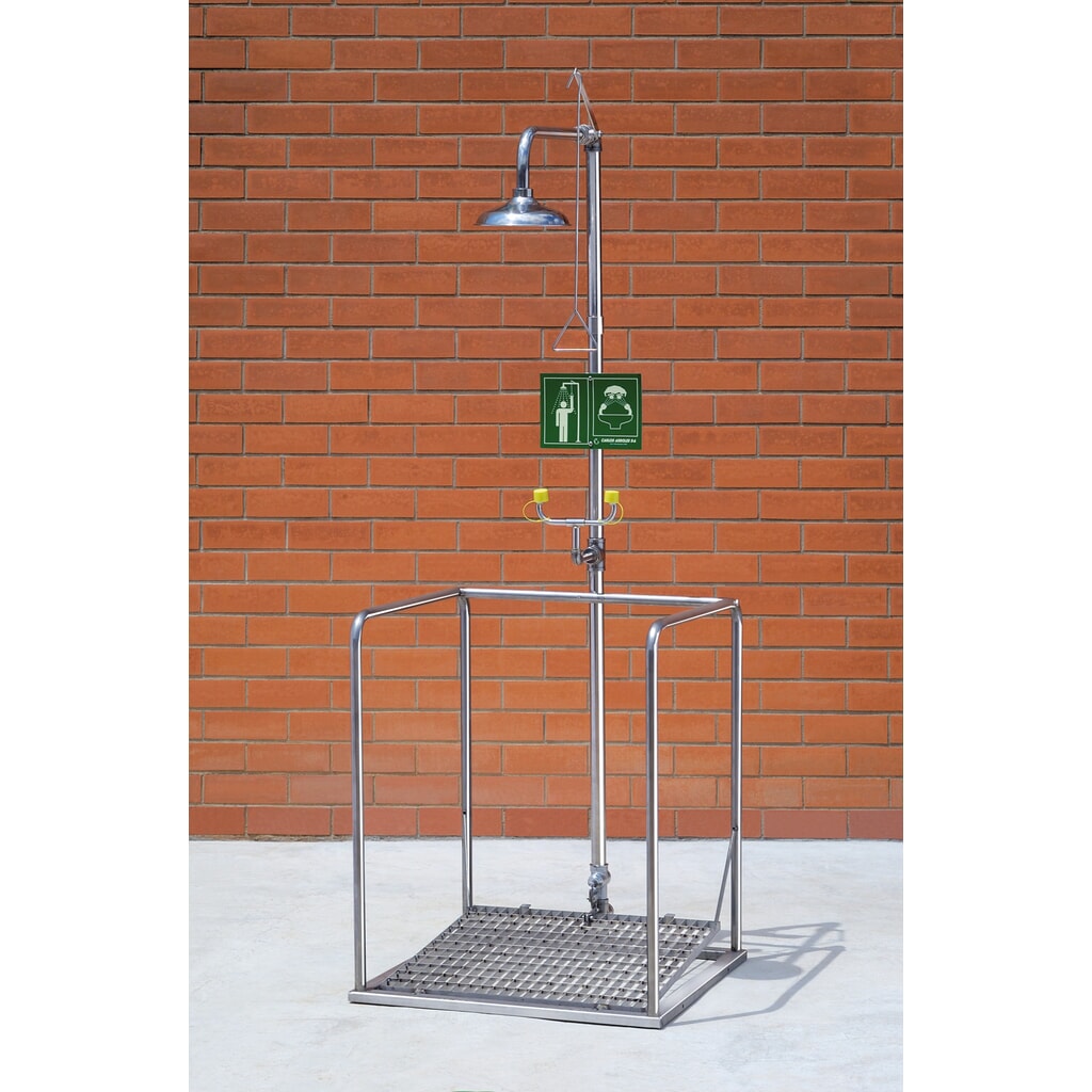Erbstößer® Körper-/Augendusche-Station, DIN EN 15154-5, komplett Edelstahl Produktabbildung: Erbstößer® Körper-/Augendusche-Station, DIN EN 15154-5, komplett Edelstahl