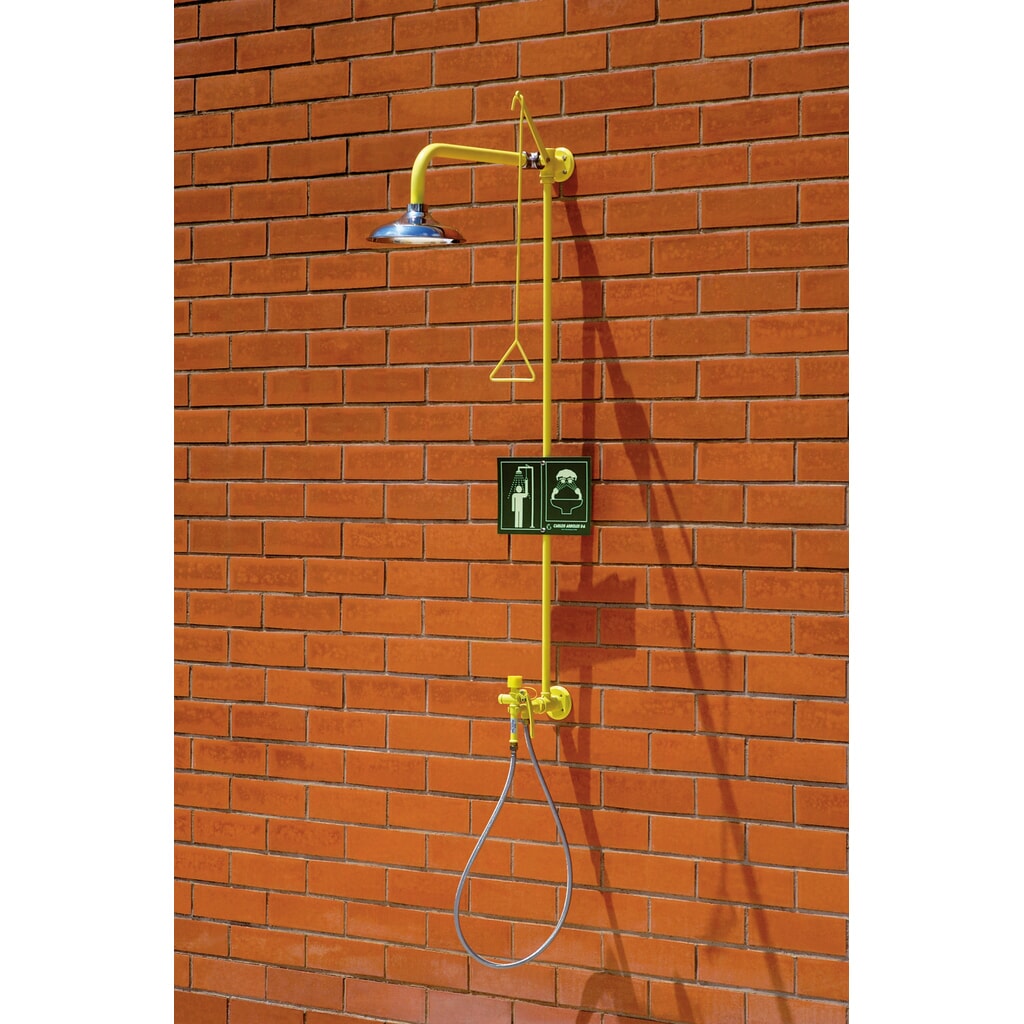 Produktabbildung: Erbstößer® Körper-/bewegliche Augendusche-Kombination, DIN EN 15154-1/-2/-5, Wandmontage, Edelstahl-Duschkopf