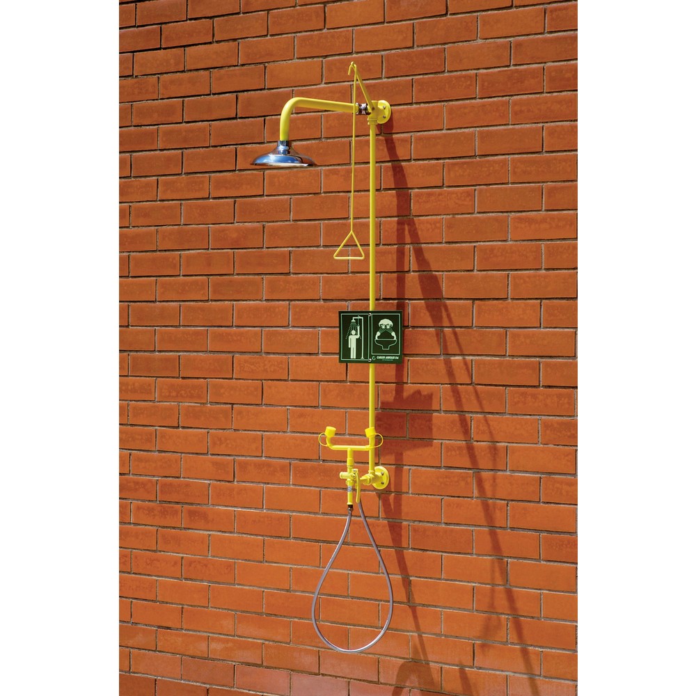 Produktabbildung: Erbstößer® Körper-/bewegliche Schlauchdusche-Kombination, DIN EN 15154-1/-2/-5, Wandmontage, Edelstahl-Duschkopf, 2 Strahlregler