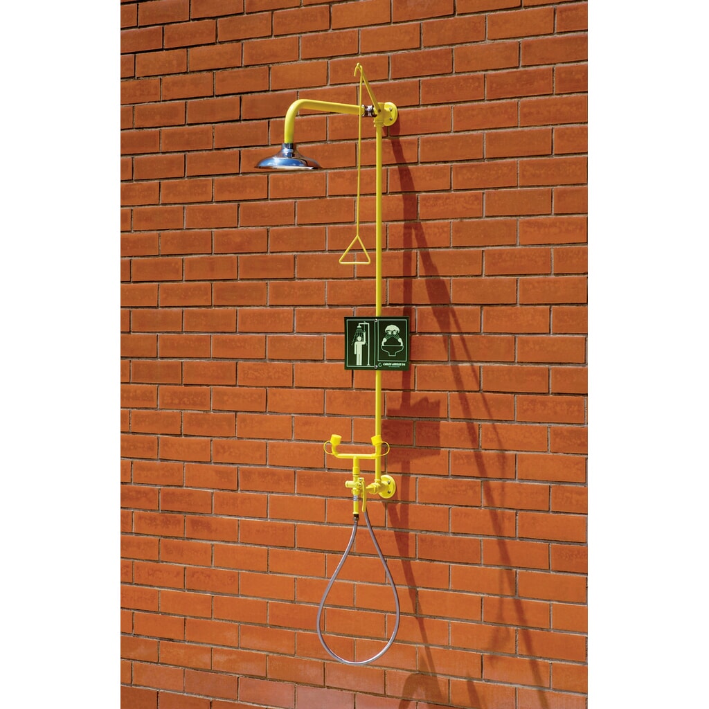Produktabbildung: Erbstößer® Körper-/bewegliche Schlauchdusche-Kombination, DIN EN 15154-1/-2/-5, Wandmontage, Edelstahl-Duschkopf, 2 Strahlregler