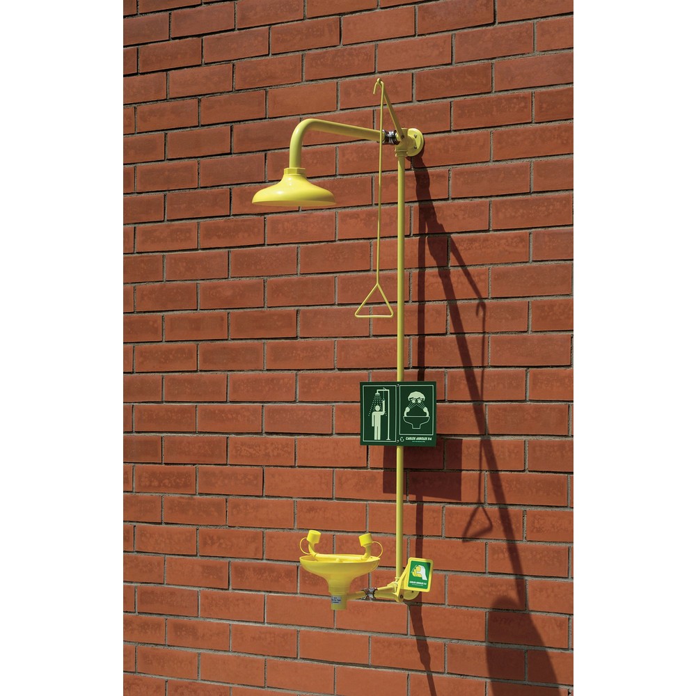 Produktabbildung: Erbstößer® Körper-/starre Schlauchdusche-Kombination mit Auffangbecken, DIN EN 15154-1/-2/-5, Wandmontage, Kunststoff-Duschköpfe/-Auffangbecken