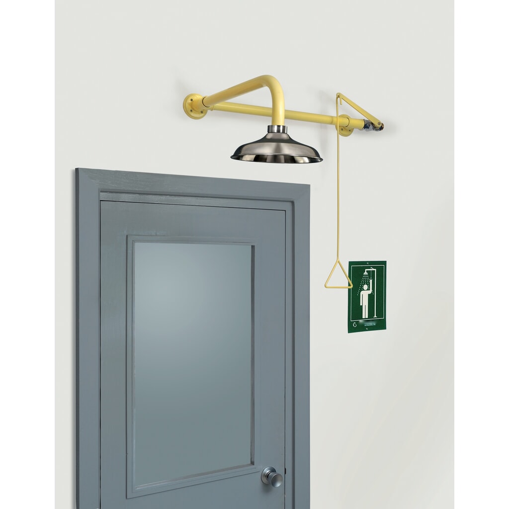 Produktabbildung: Erbstößer® Körperdusche, DIN EN 15154-1/-5, Wandmontage über Tür, Edelstahl-Duschkopf