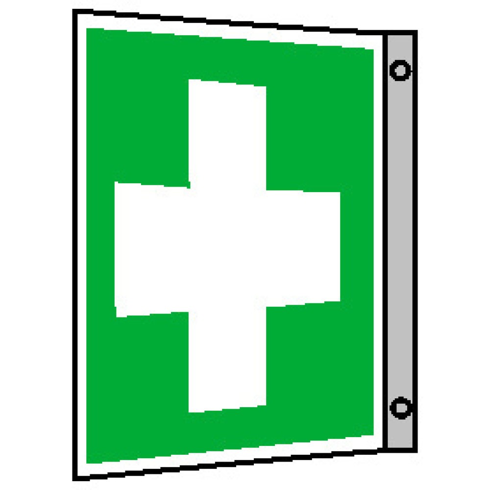 Produktabbildung: Erste Hilfe, Fahne, HxB 200 x 200 mm, Alu HI