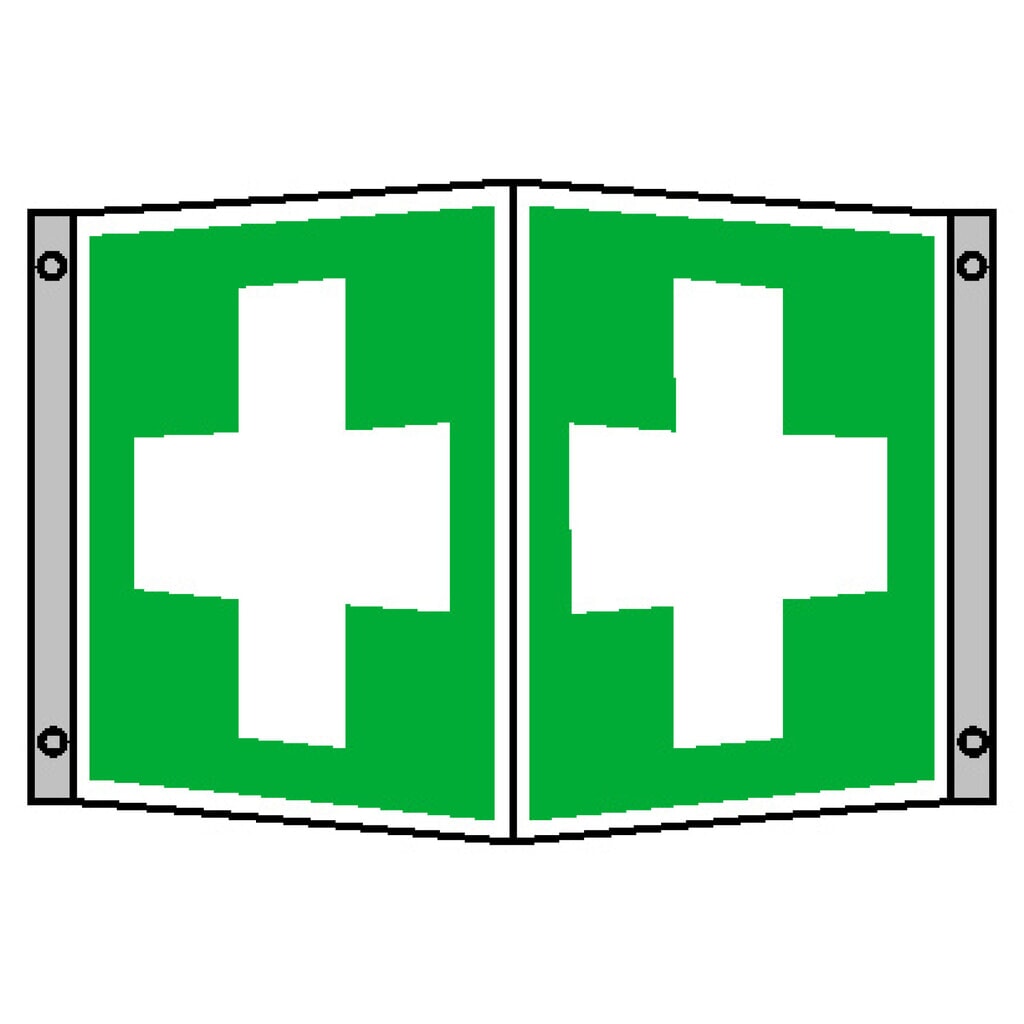 SafetyMarking® Erste Hilfe, Winkel, HxB 150 x 150 mm, Alu HI Produktabbildung: SafetyMarking® Erste Hilfe, Winkel, HxB 150 x 150 mm, Alu HI