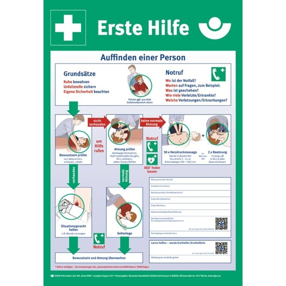 Produktabbildung: Erste-Hilfe-Plan nach DGUV Information 204-001, Kunststoff, L410xB590 mm