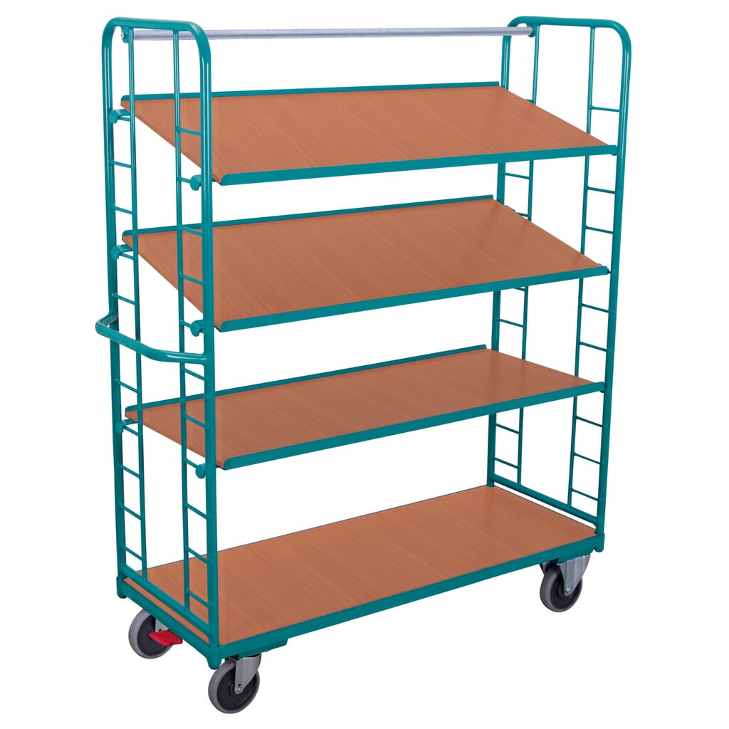 Etagenwagen Ameise®, 3 variable Holzböden à 1.615 x 635 mm, mit Zentralbremse Produktabbildung: Etagenwagen Ameise®, 3 variable Holzböden à 1.615 x 635 mm, mit Zentralbremse