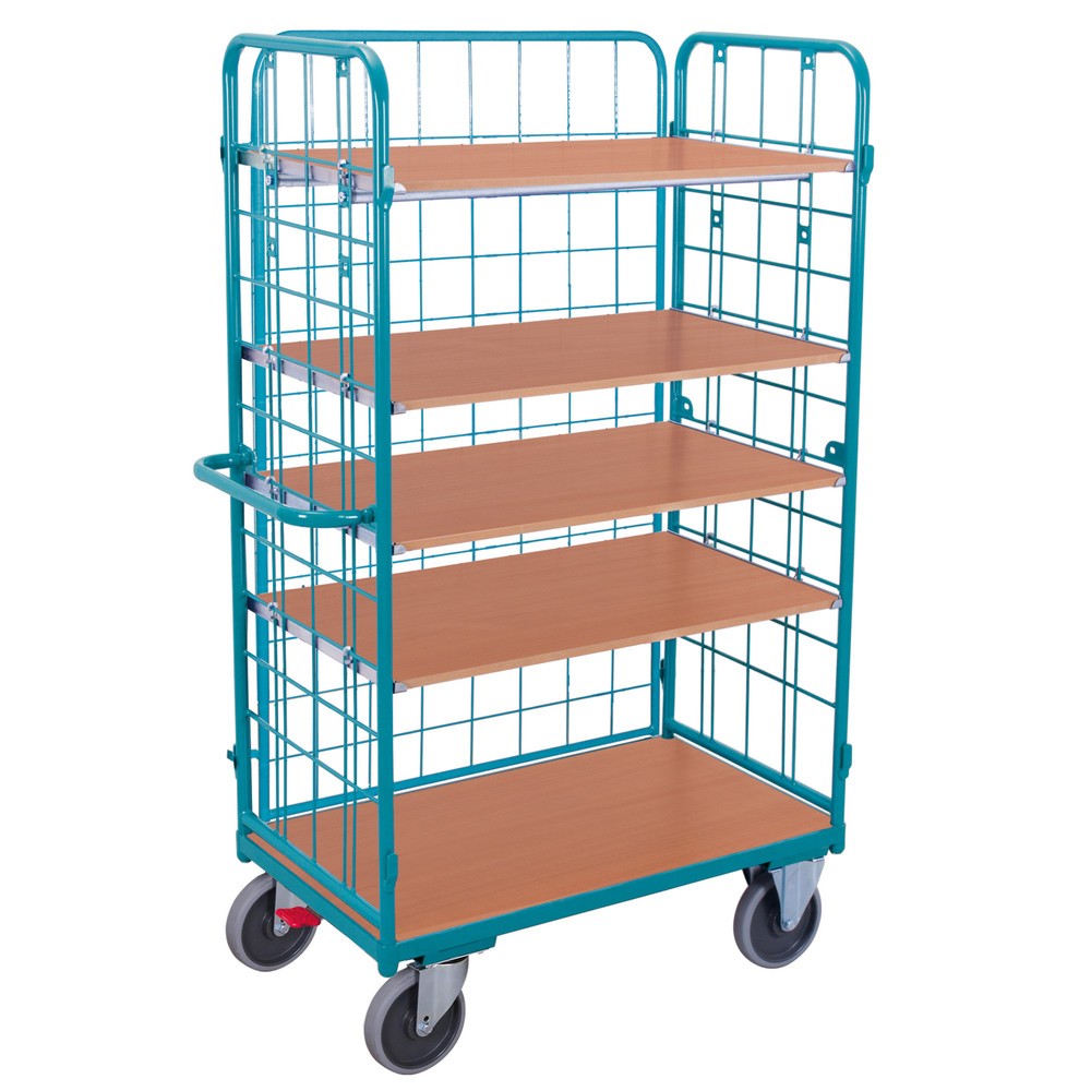 Produktabbildung Nr. 1: Etagenwagen Ameise®, mit Drahtgitter, 3-seitig geschlossen, 5 Etagen à 1.200 x 800 mm, mit Zentralbremse