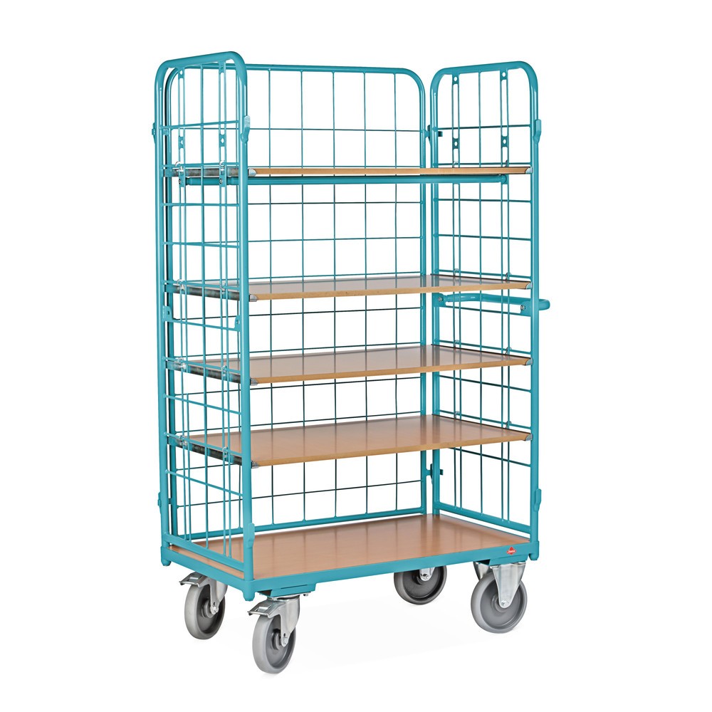 Produktabbildung Nr. 3: Etagenwagen Ameise®, mit Drahtgitter, 3-seitig geschlossen, 5 Etagen à 1.200 x 800 mm, mit Zentralbremse