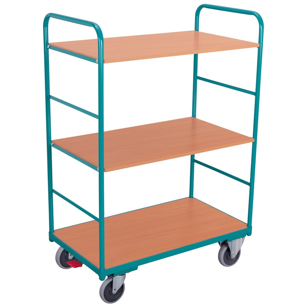 Produktabbildung: Etagenwagen Ameise®, TK 250 kg, allseitig offen, 3 Etagen à 1.000 x 600 mm, mit Zentralbremse