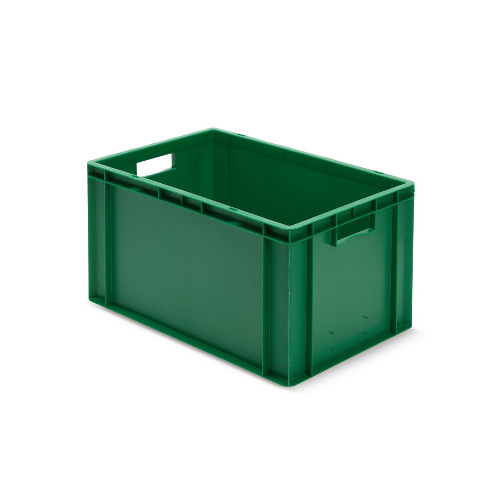 Produktabbildung: Euro-Stapelbehälter, Wände + Boden geschlossen, 61 Liter, grün, Griffe
