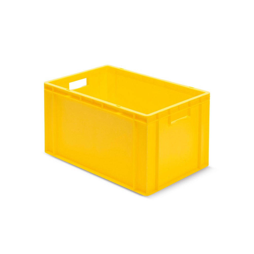 Produktabbildung: Euro-Stapelbehälter, Wände + Boden geschlossen, 61 Liter, gelb, Griffe