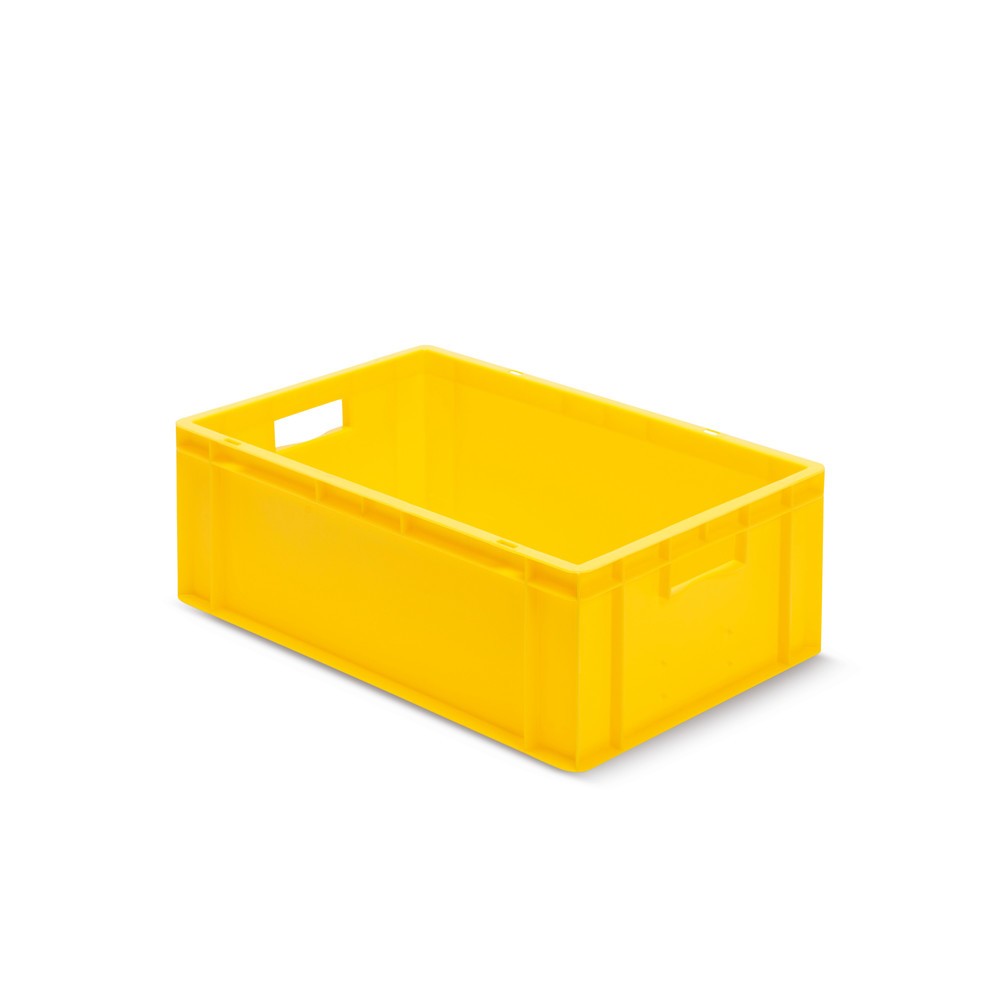 Produktabbildung: Euro-Stapelbehälter, Wände + Boden geschlossen, 40 Liter, gelb, Griffe