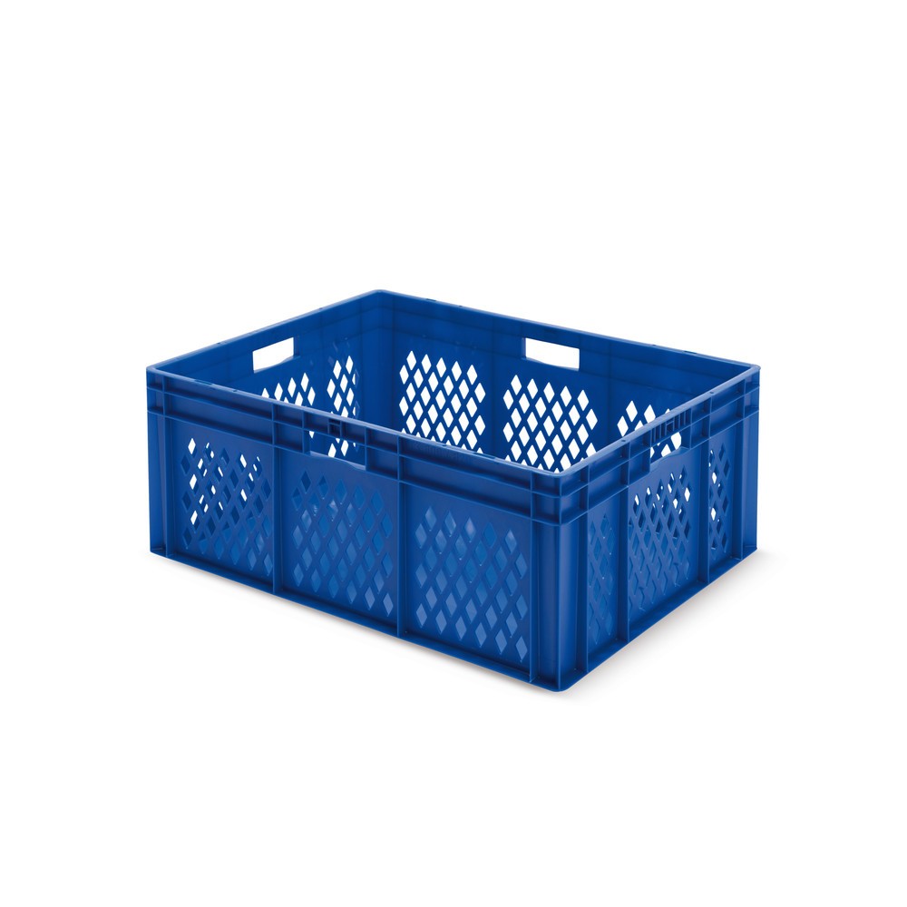 Produktabbildung: Euroboxen, Wände durchbrochen + Böden geschlossen, 127 Liter, blau, Griffe