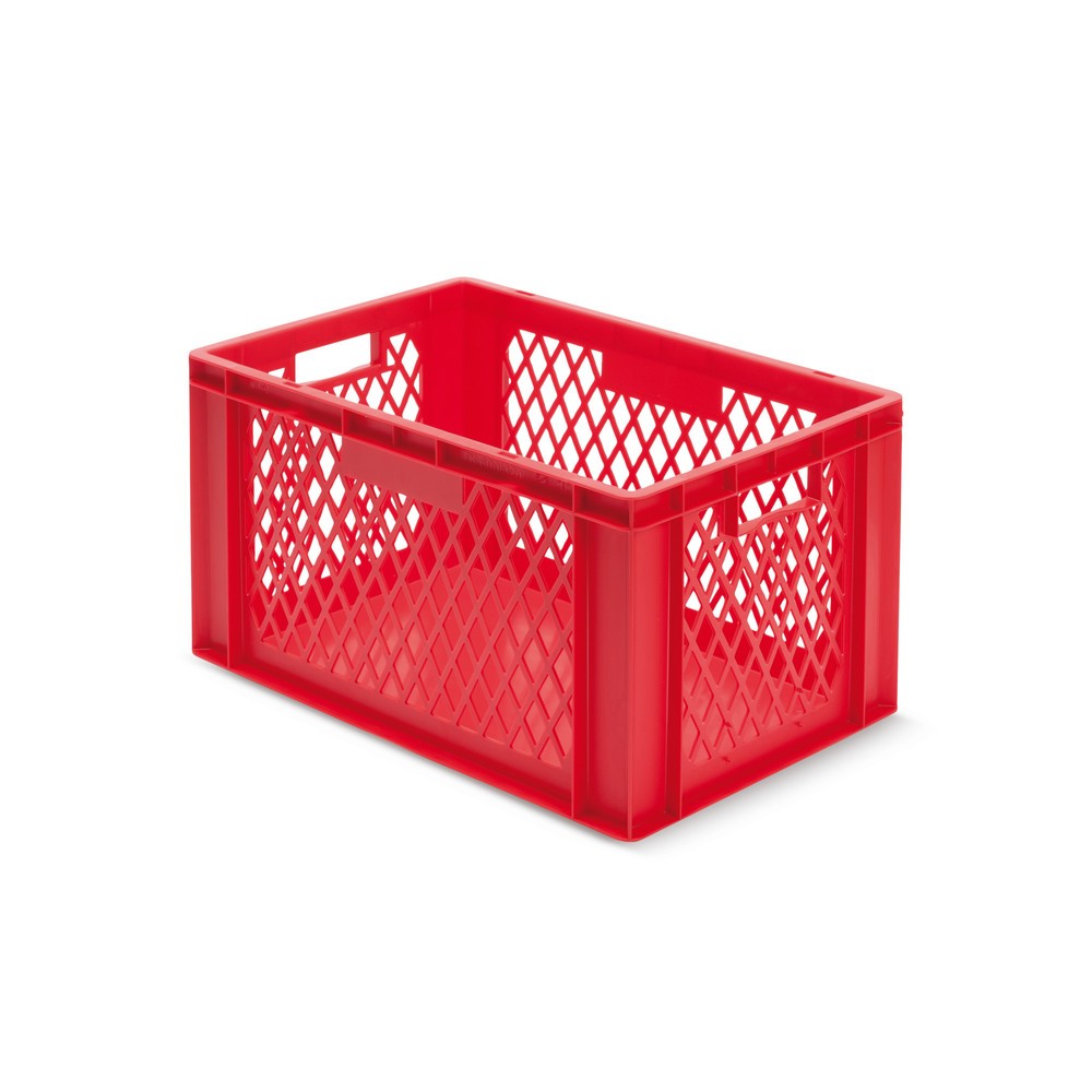Produktabbildung: Euroboxen, Wände durchbrochen + Böden geschlossen, 61 Liter, rot, Griffe
