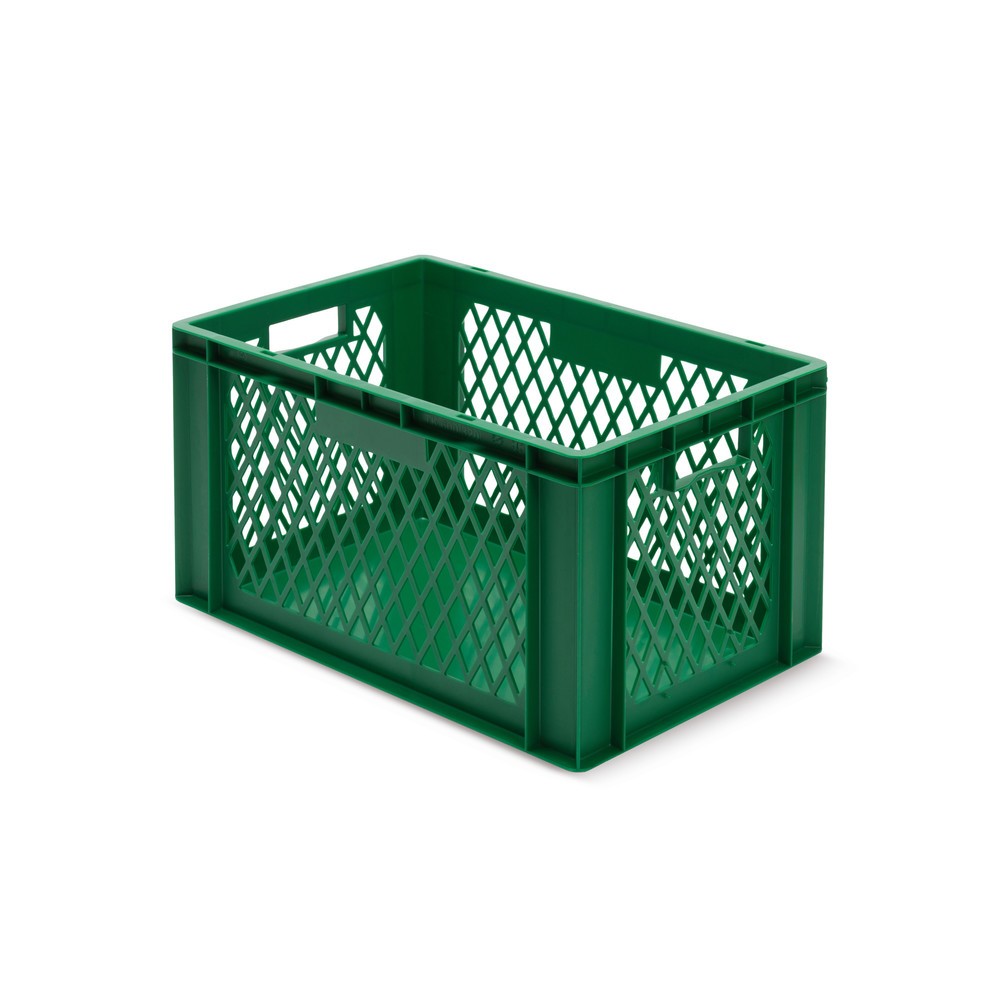 Produktabbildung: Euroboxen, Wände durchbrochen + Böden geschlossen, 61 Liter, grün, Griffe