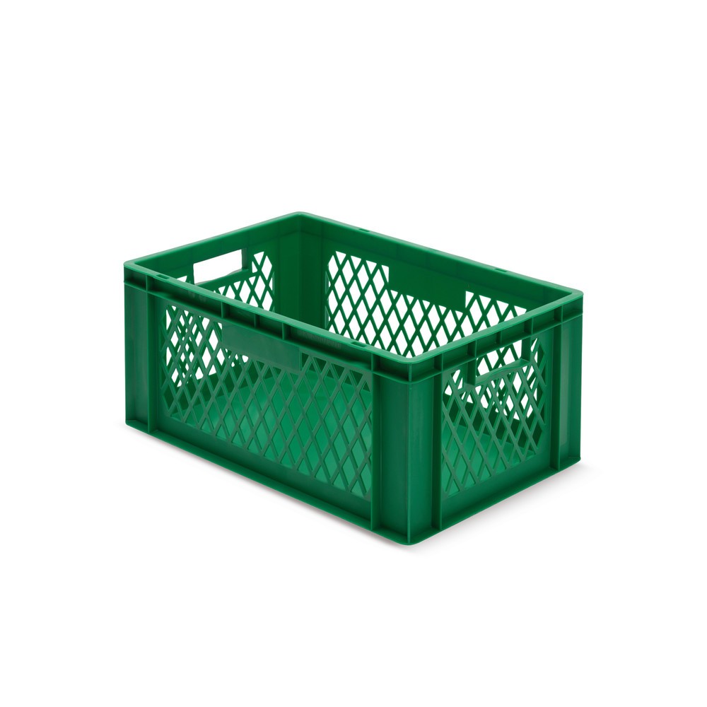 Produktabbildung: Euroboxen, Wände durchbrochen + Böden geschlossen, 51 Liter, grün, Griffe