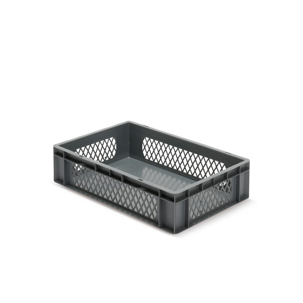 Produktabbildung: Euroboxen, Wände durchbrochen + Böden geschlossen, 26 Liter, grau