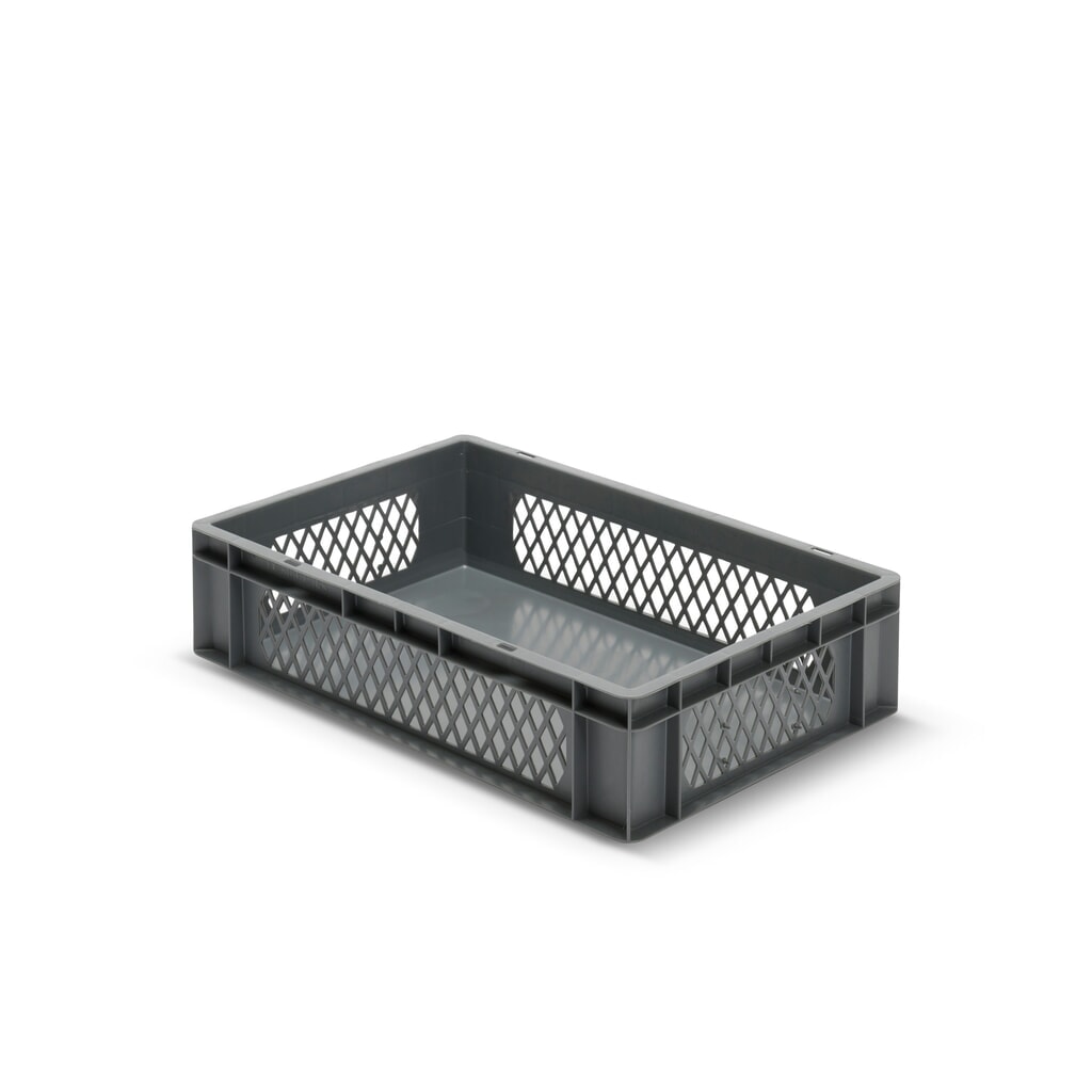 Produktabbildung: Euroboxen, Wände durchbrochen + Böden geschlossen, 26 Liter, grau
