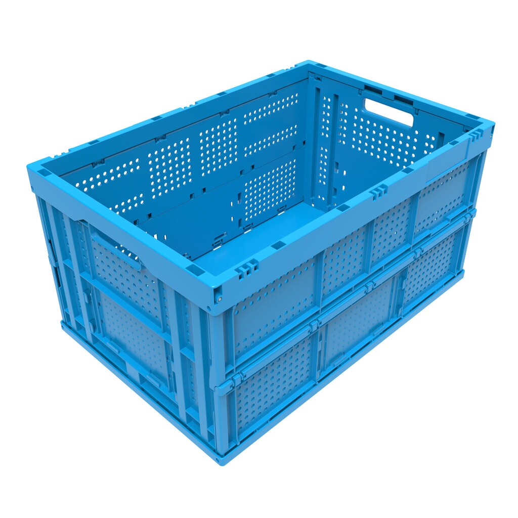 Euronorm-Eurobox Premium, mit gelochten Seitenwänden, blau Produktabbildung: Euronorm-Eurobox Premium, mit gelochten Seitenwänden, blau