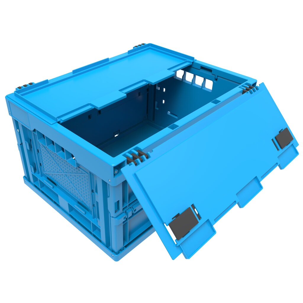 Euronorm-Eurobox Premium, mit Scharnierdeckel, 21 Liter, blau Produktabbildung: Euronorm-Eurobox Premium, mit Scharnierdeckel, 21 Liter, blau