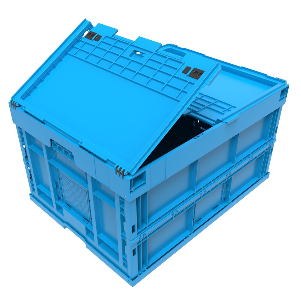 Produktabbildung: Euronorm-Faltbox Premium, mit Scharnierdeckel, 165 Liter, blau