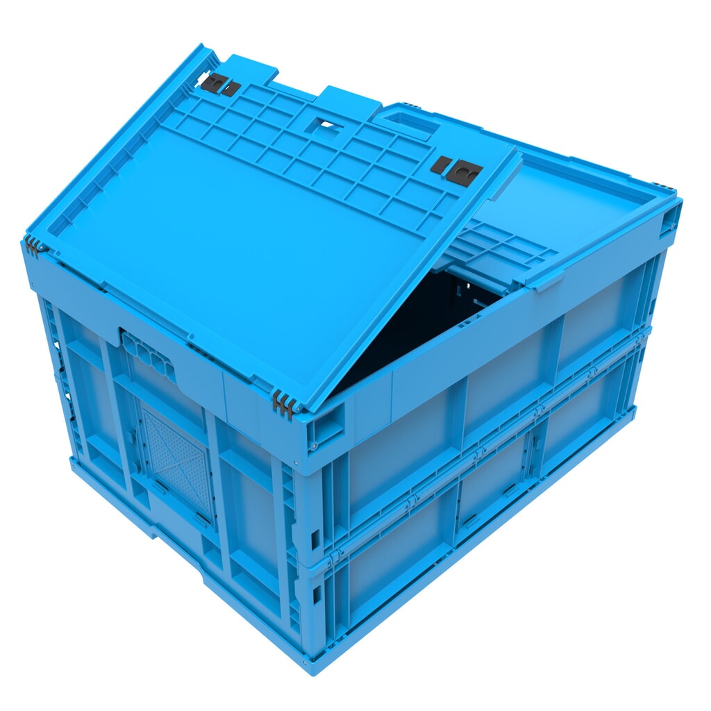 Euronorm-Eurobox Premium, mit Scharnierdeckel, 165 Liter, blau Produktabbildung: Euronorm-Eurobox Premium, mit Scharnierdeckel, 165 Liter, blau