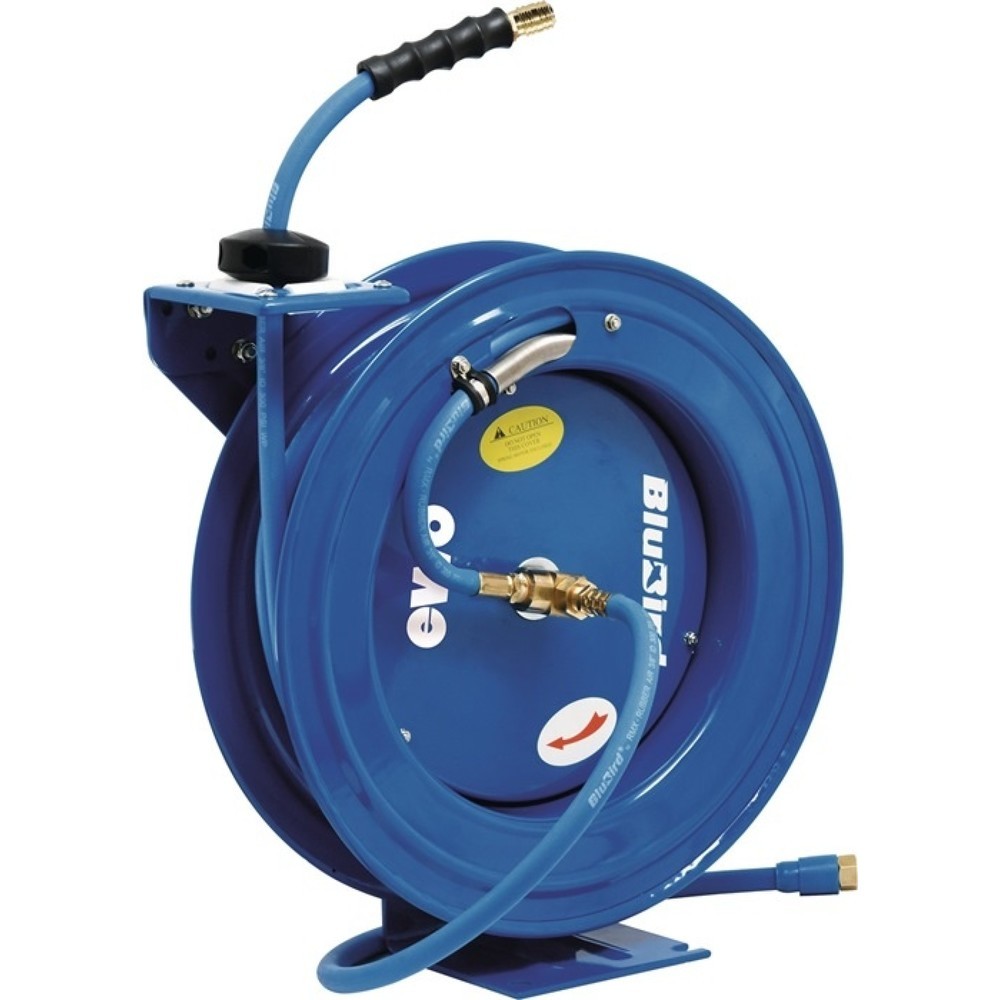 Produktabbildung: EWO Schlauchaufroller BluBird, Schlauchlänge 20 m Gehäuse Metall, für Luft und Wasser, Ausgangsanschluss DN 7,2